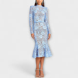 Freya - Elegancka Midi Sukienka z Kwiatowej Koronki