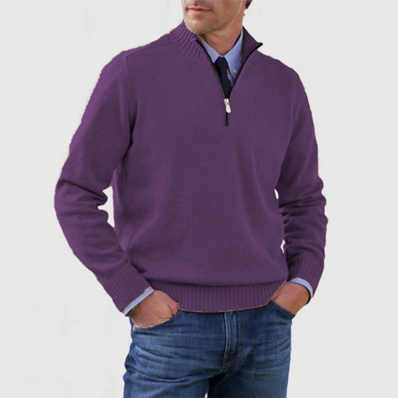 Tomáš – Męski Sweter z Polo Zippem