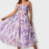 Elegancka Midi Sukienka z Chiffonu