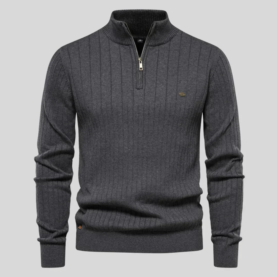 Martin – Elegancki Sweter z Zamkiem przy Szyi