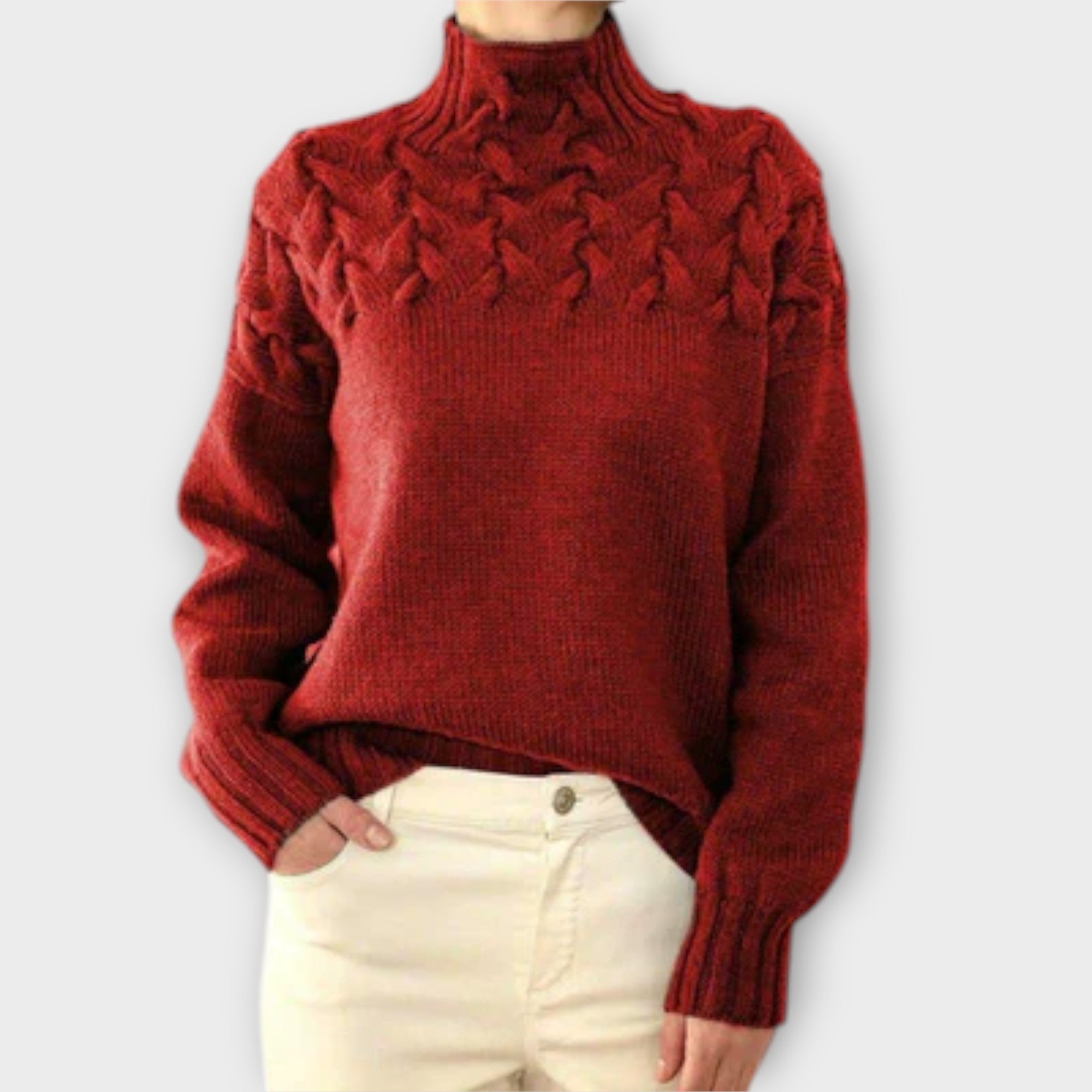 Eva - Damski sweter z detalicznym wzorem w warkocze