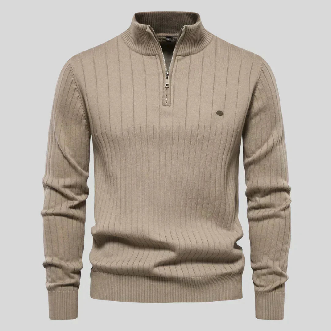 Martin – Elegancki Sweter z Zamkiem przy Szyi