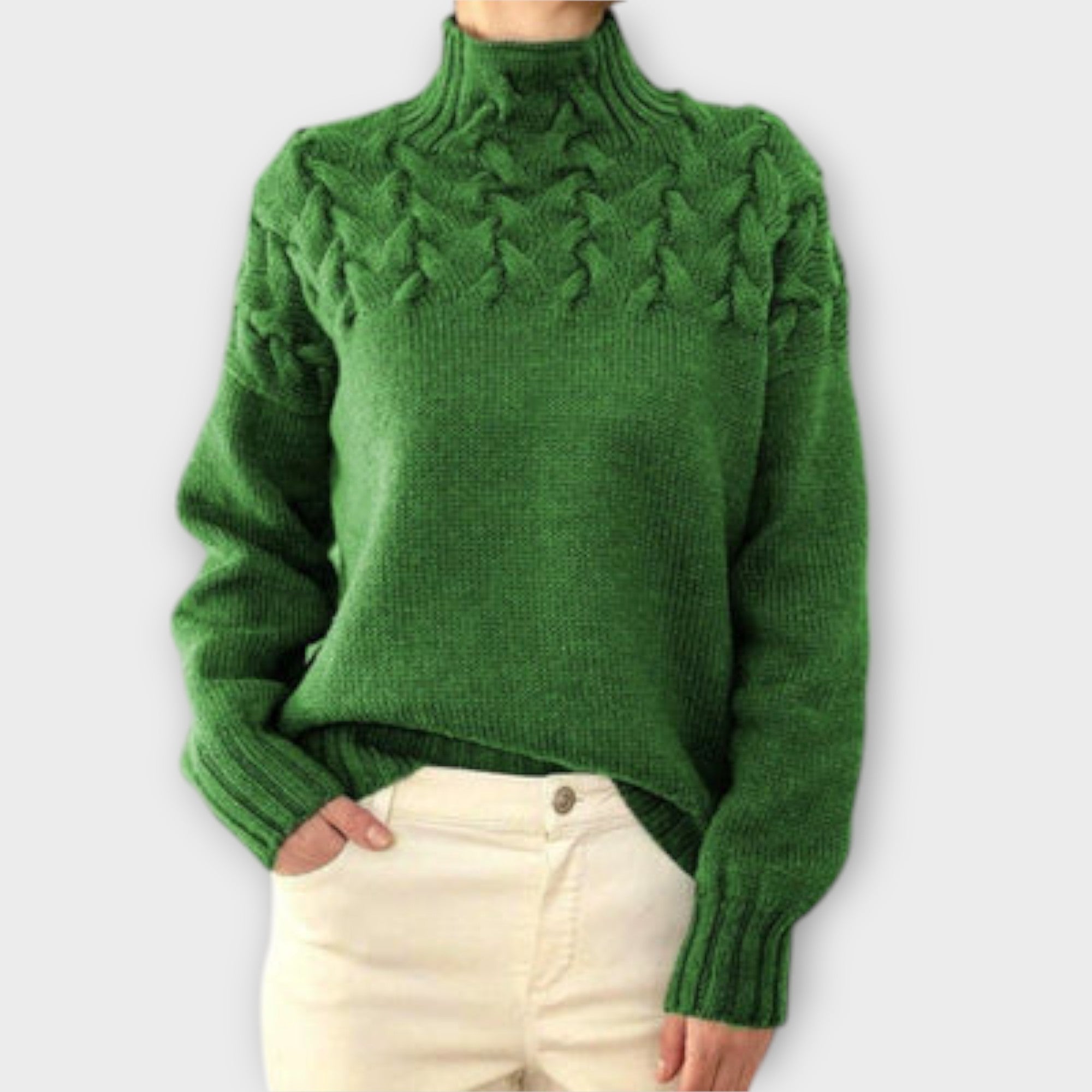 Eva - Damski sweter z detalicznym wzorem w warkocze