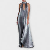 Calliope - Metaliczne plisowane maxi sukienki