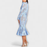 Freya - Elegancka Midi Sukienka z Kwiatowej Koronki