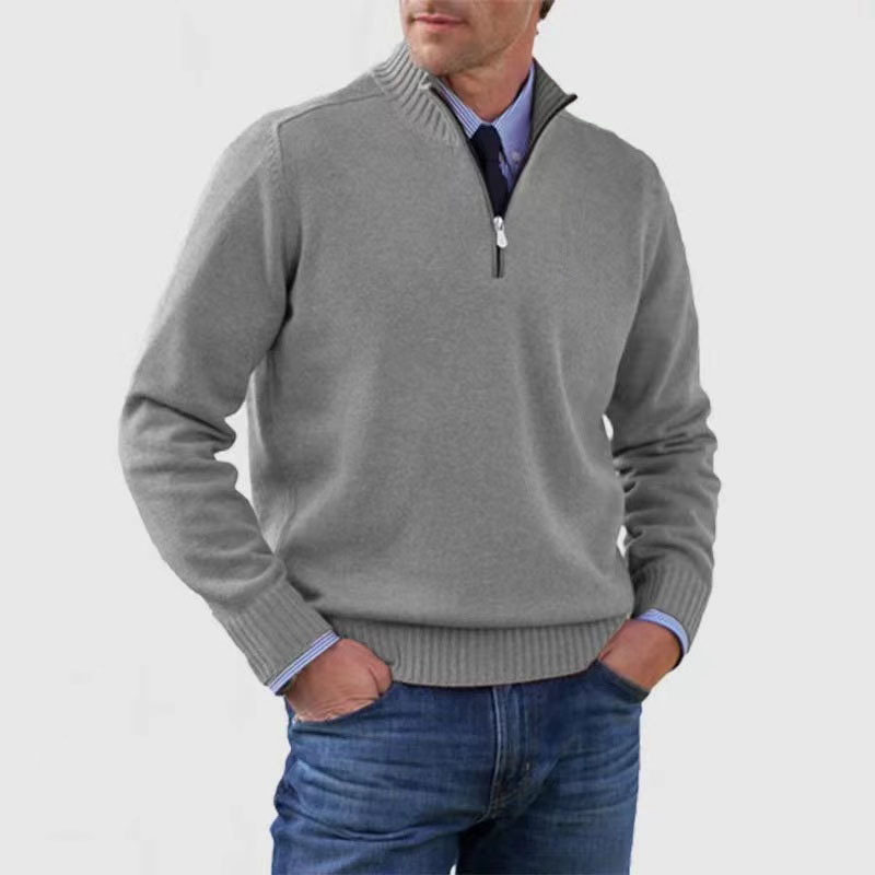 Tomáš – Męski Sweter z Polo Zippem