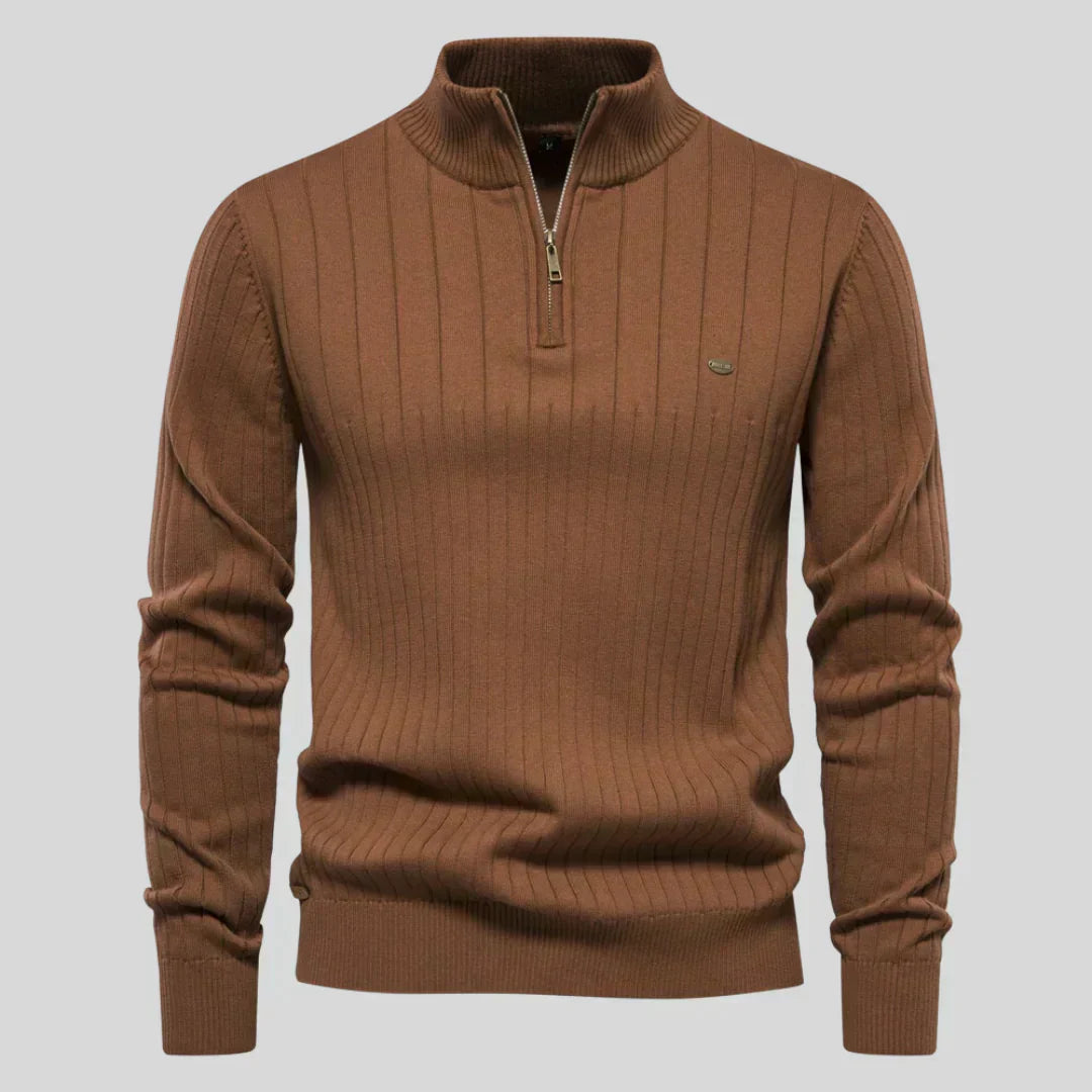 Martin – Elegancki Sweter z Zamkiem przy Szyi