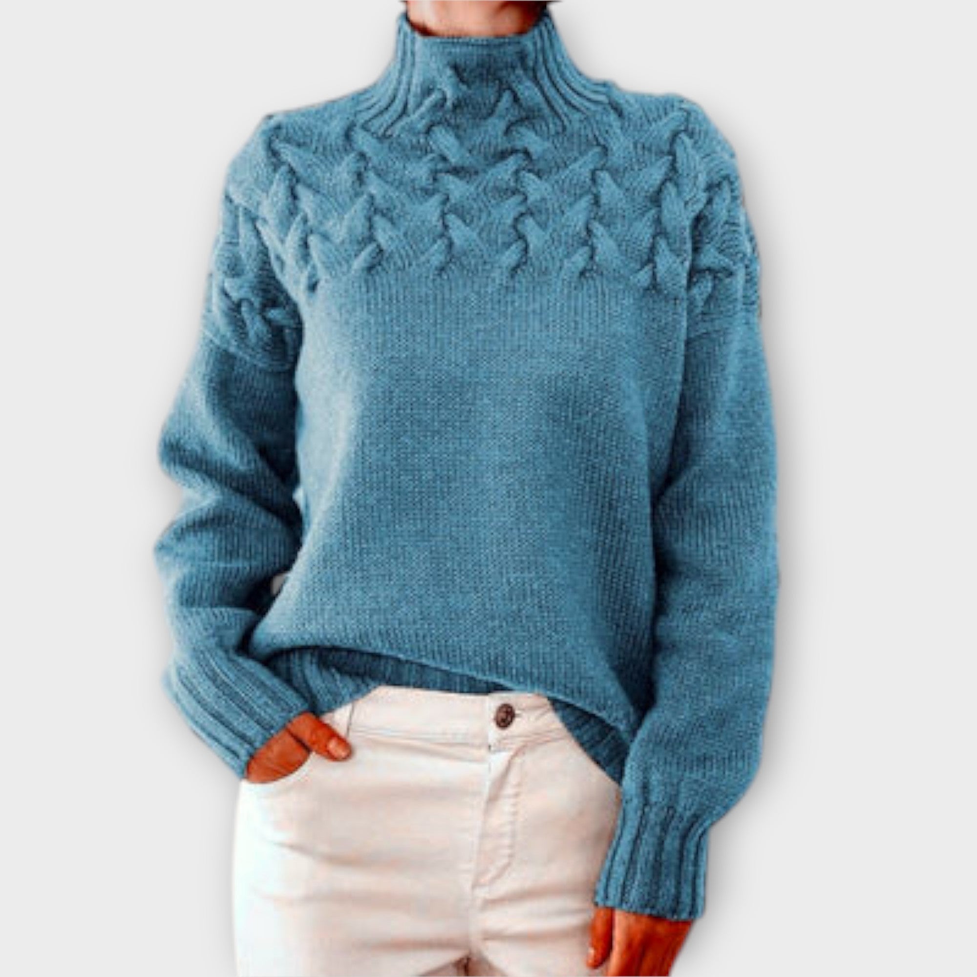 Eva - Damski sweter z detalicznym wzorem w warkocze