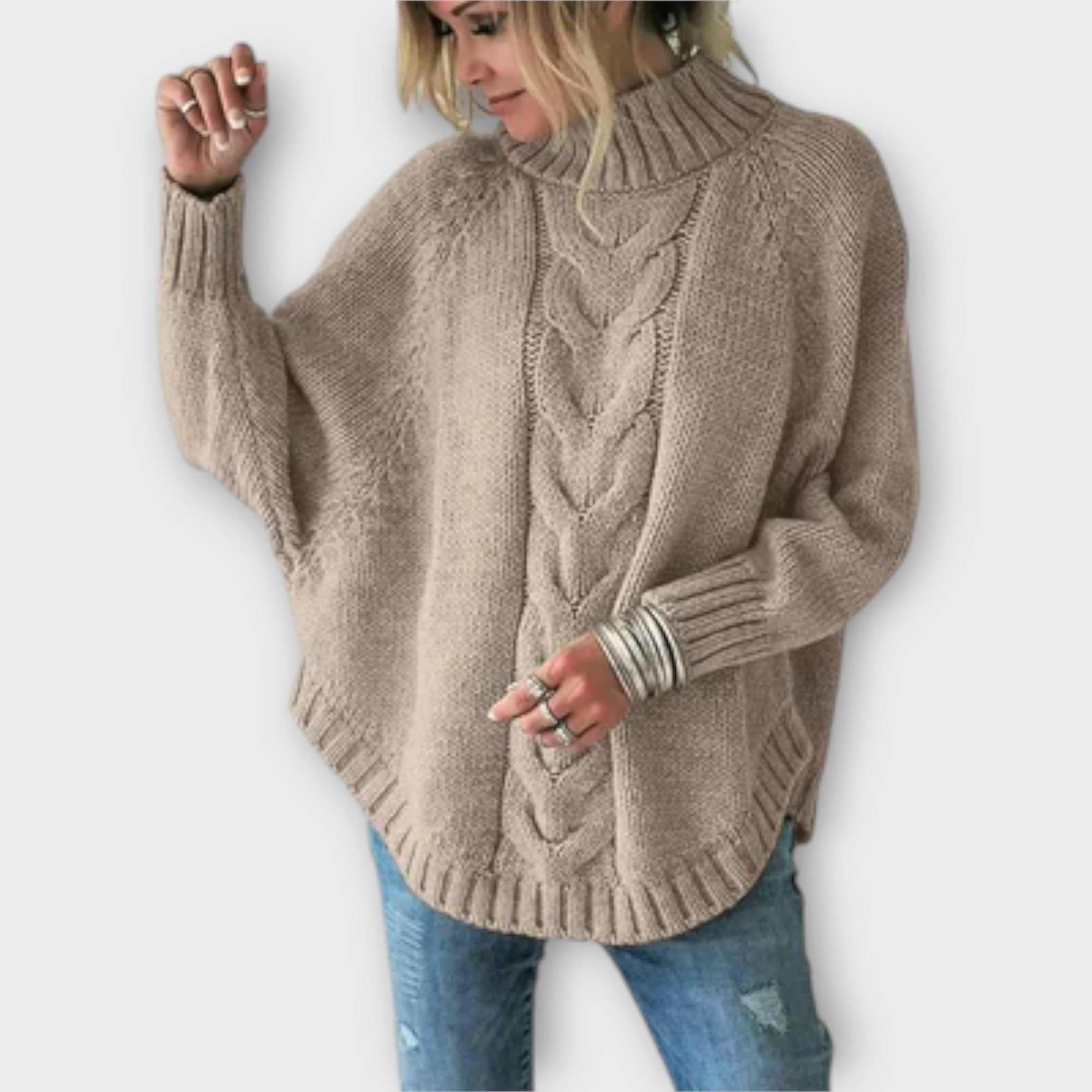 Elysian - Sweter pleciony z wzorem w warkocze
