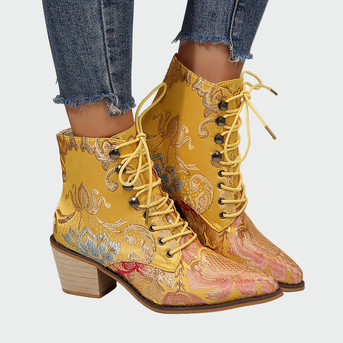 Adéla – Skórzane Buty z Kwiatami