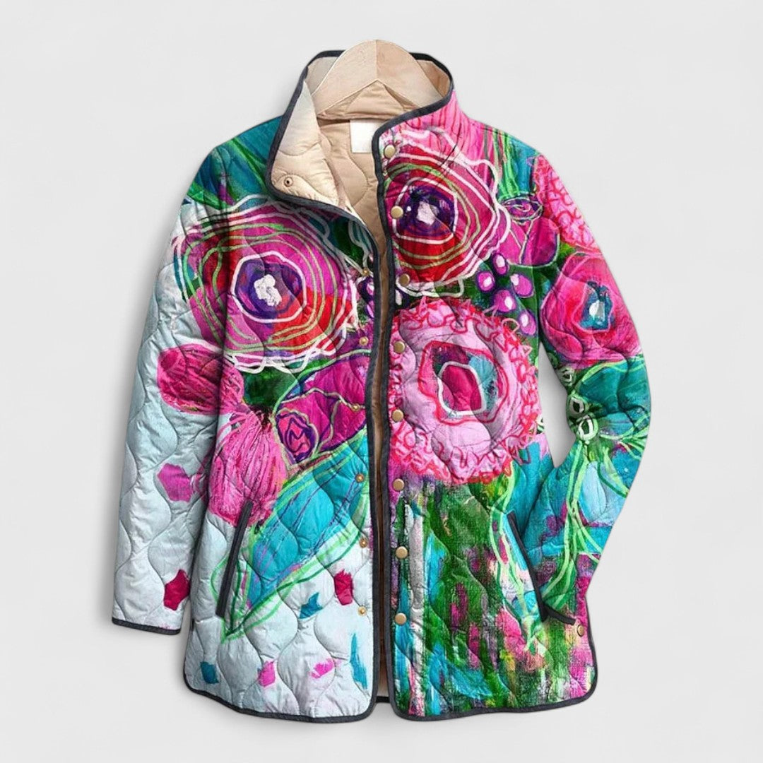 Antonina – Kurtka pikowana w kwiatowy wzór Vintage
