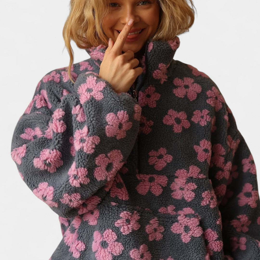 Daisy – Ciepła bluza z polaru z kwiatowym motywem