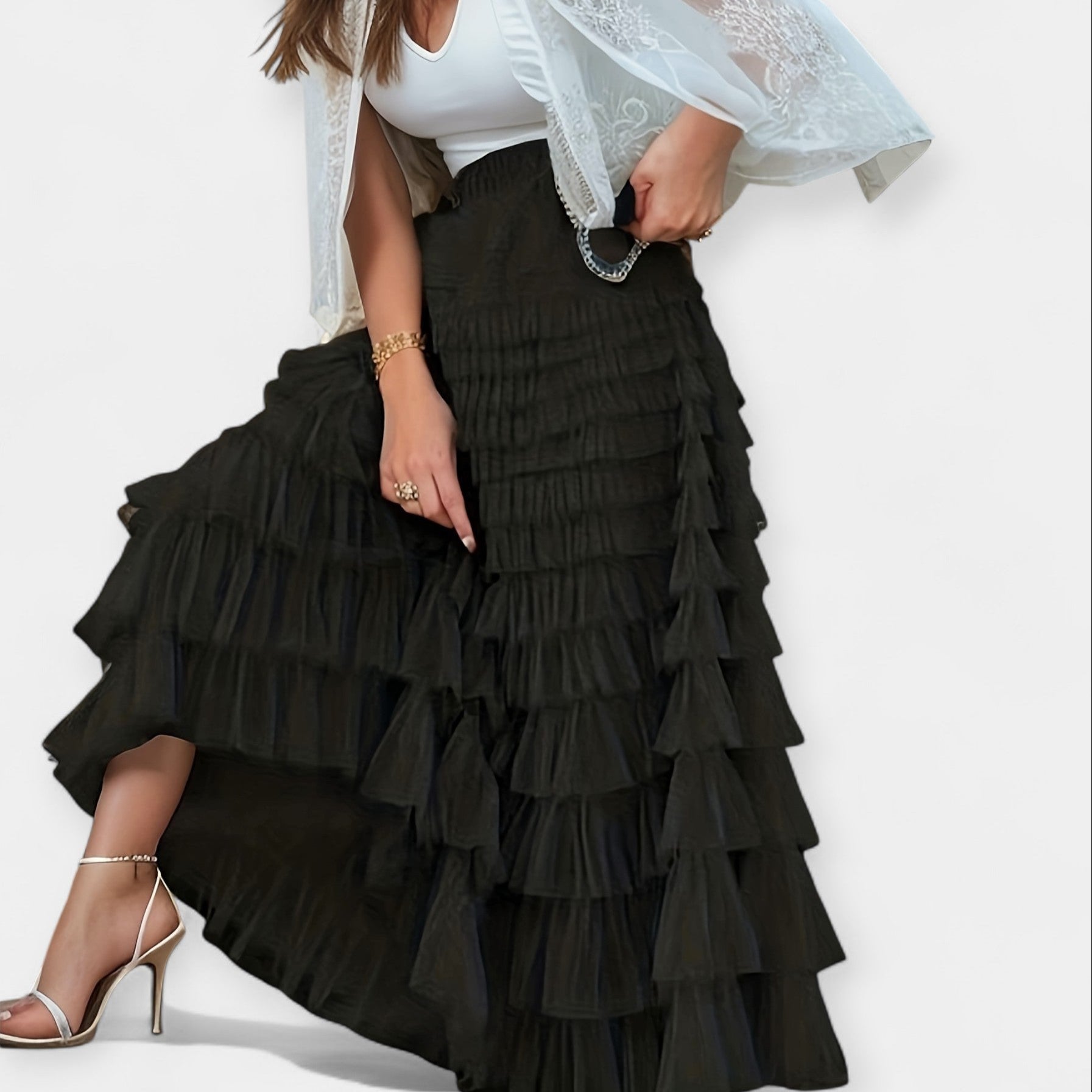 Kristýna - Elegancka Spódnica z Dekoracyjnym Tylowym Detalem