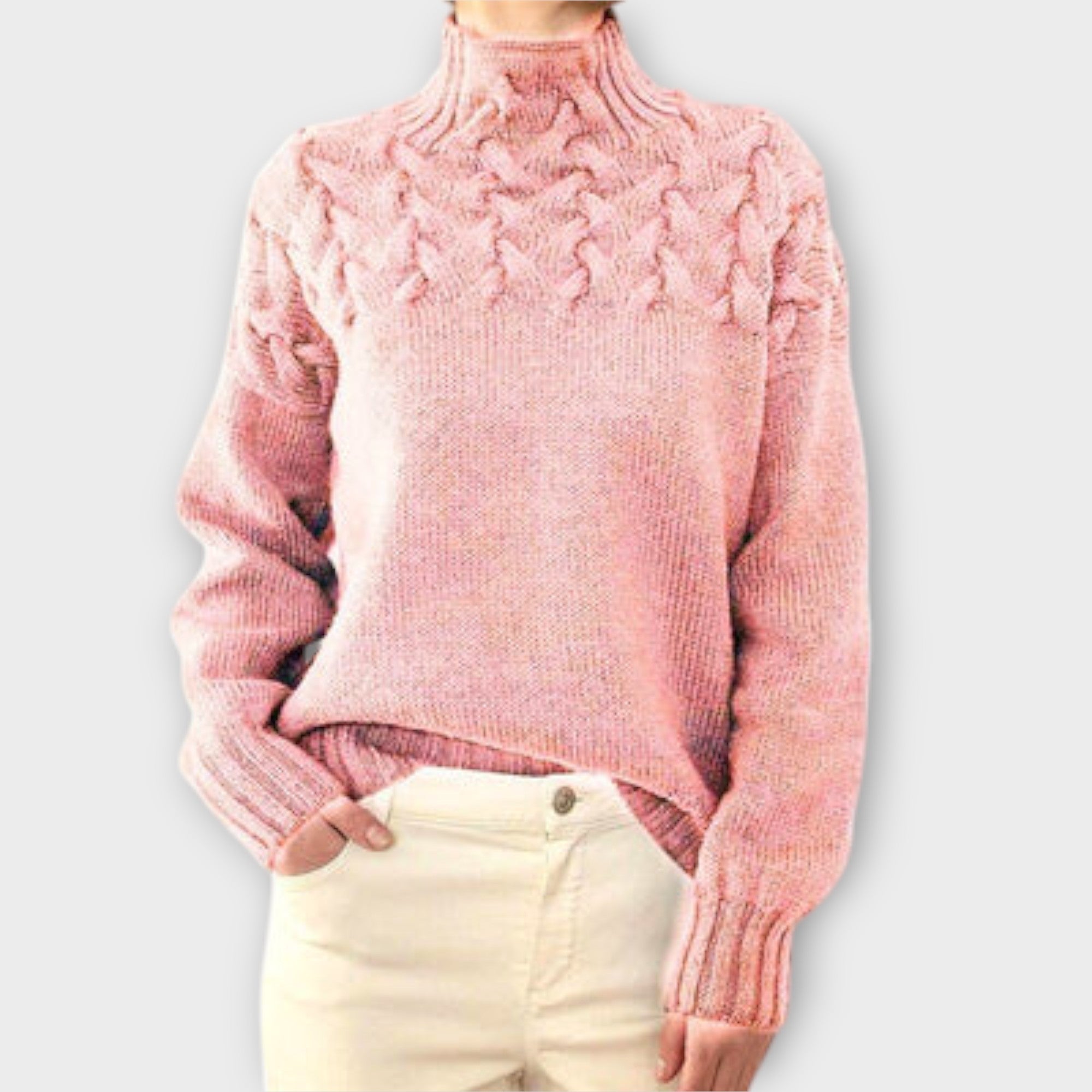 Eva - Damski sweter z detalicznym wzorem w warkocze