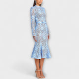 Freya - Elegancka Midi Sukienka z Kwiatowej Koronki