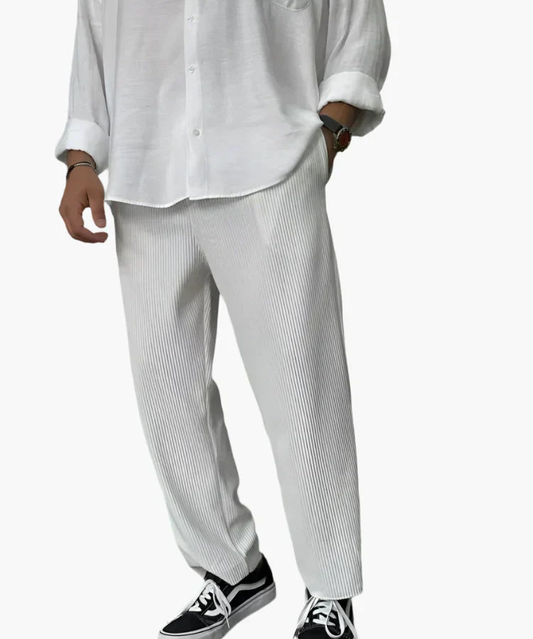 Tomáš – Męskie Spodnie Relax Fit z Plisowaniem – Elegancki i Wygodny Styl Codzienny oraz Biznesowy