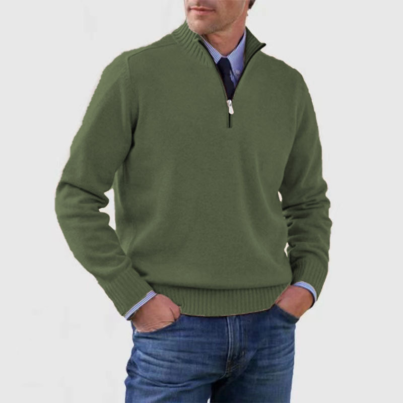 Tomáš – Męski Sweter z Polo Zippem