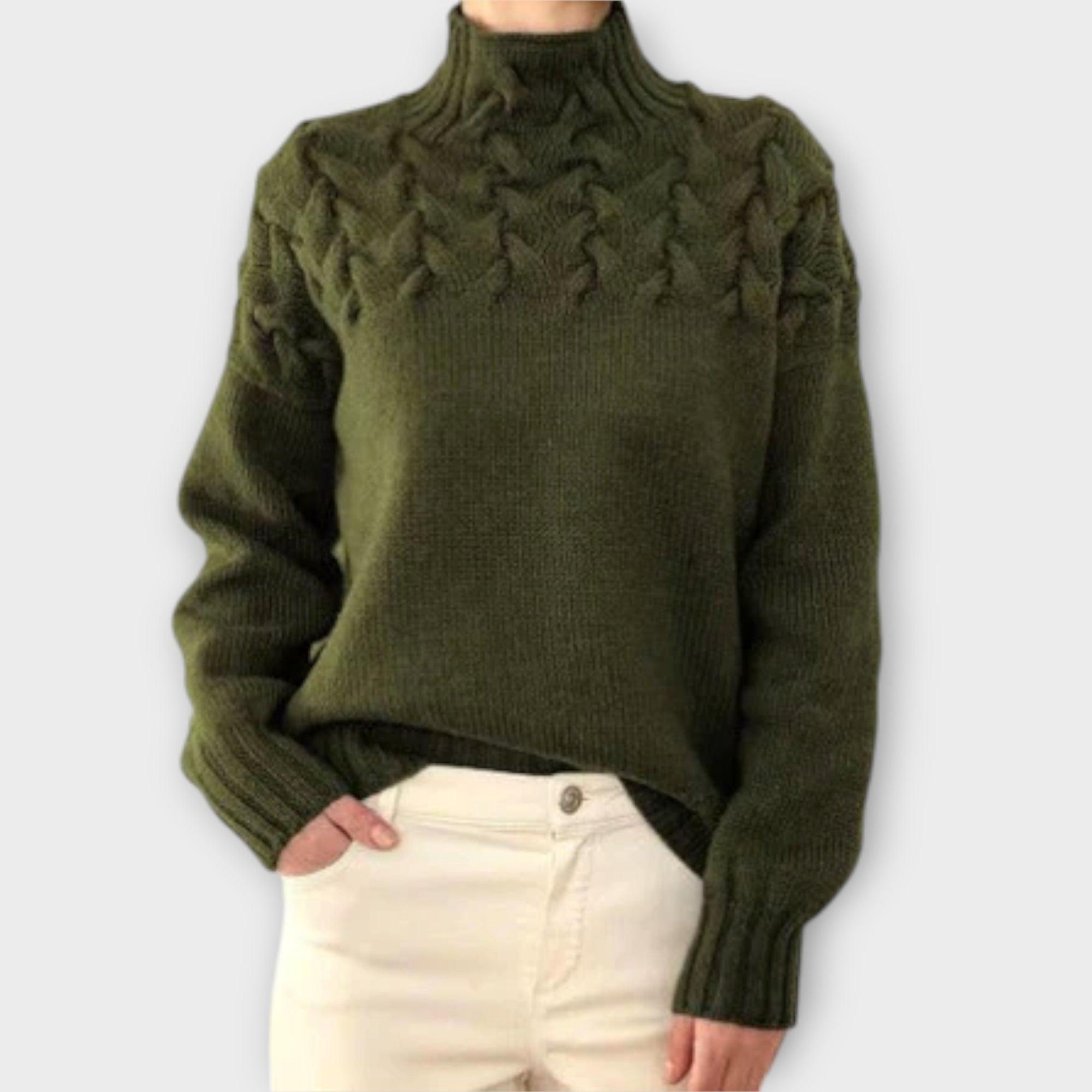 Eva - Damski sweter z detalicznym wzorem w warkocze