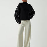 Alma | Oversize-Dolcevita sweter z detalami Piqué