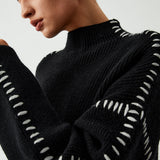 Alma | Oversize-Dolcevita sweter z detalami Piqué