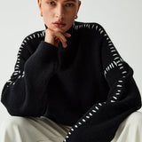 Alma | Oversize-Dolcevita sweter z detalami Piqué