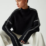 Alma | Oversize-Dolcevita sweter z detalami Piqué