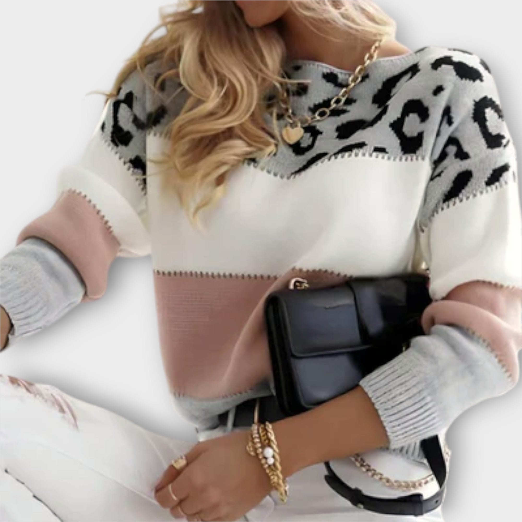 Cheyenne - Luźny sweter w leopardzim wzorze