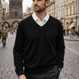 Adam - Kaszmirowy sweter z dekoltem w kształcie V