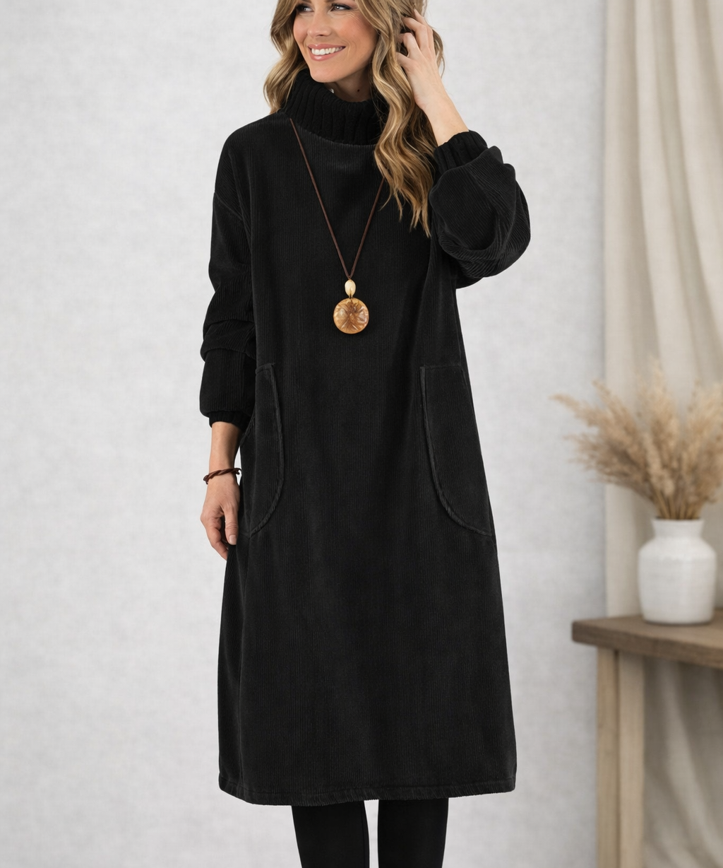 Veronika | Elegancka swetrowa sukienka midi z golfem