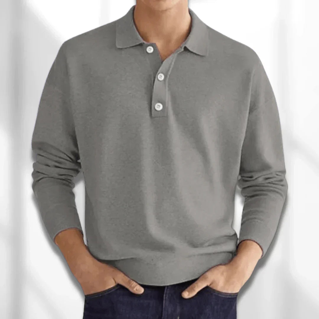 Marek – Sweter Polo z Długim Rękawem
