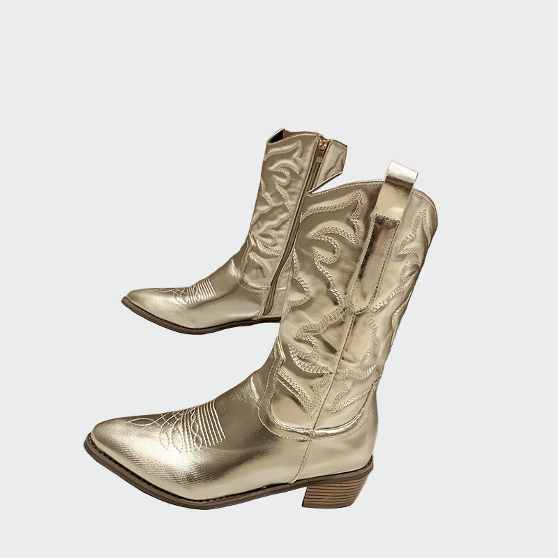Metaliczne kowbojskie buty