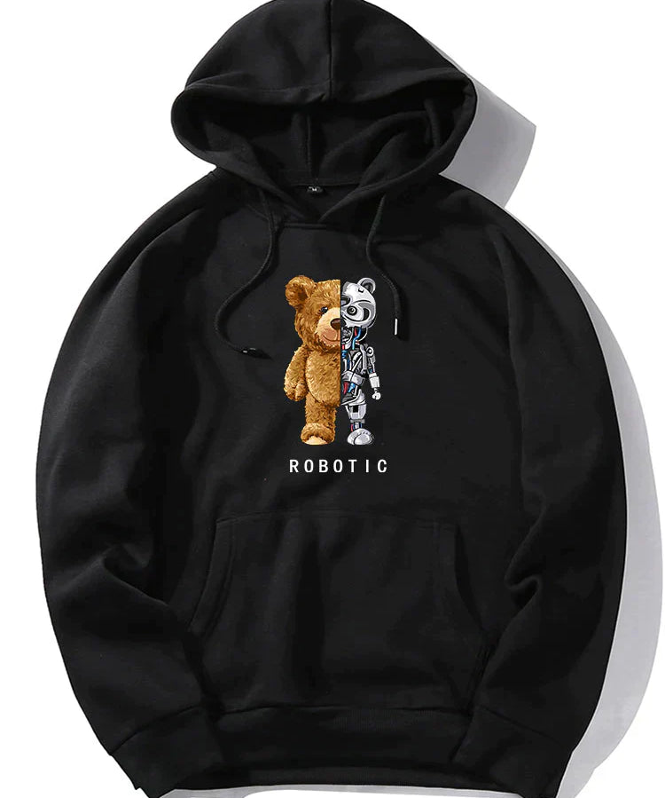 Tomáš – Bluza z Kapturem z Grafiką Robotycznego Misia