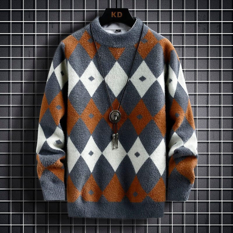 Tomáš – Męski Sweter z Diamentowym Wzorem