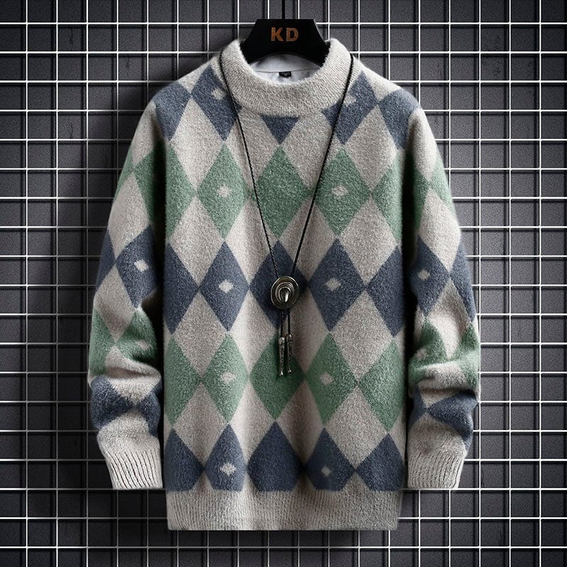 Tomáš – Męski Sweter z Diamentowym Wzorem