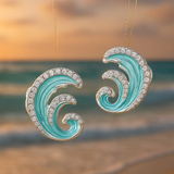 Ocean | Eleganckie kolczyki z niebieskimi falami