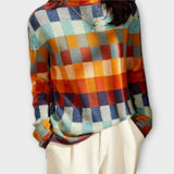 Erika – Sweter z golfem w stylu patchwork