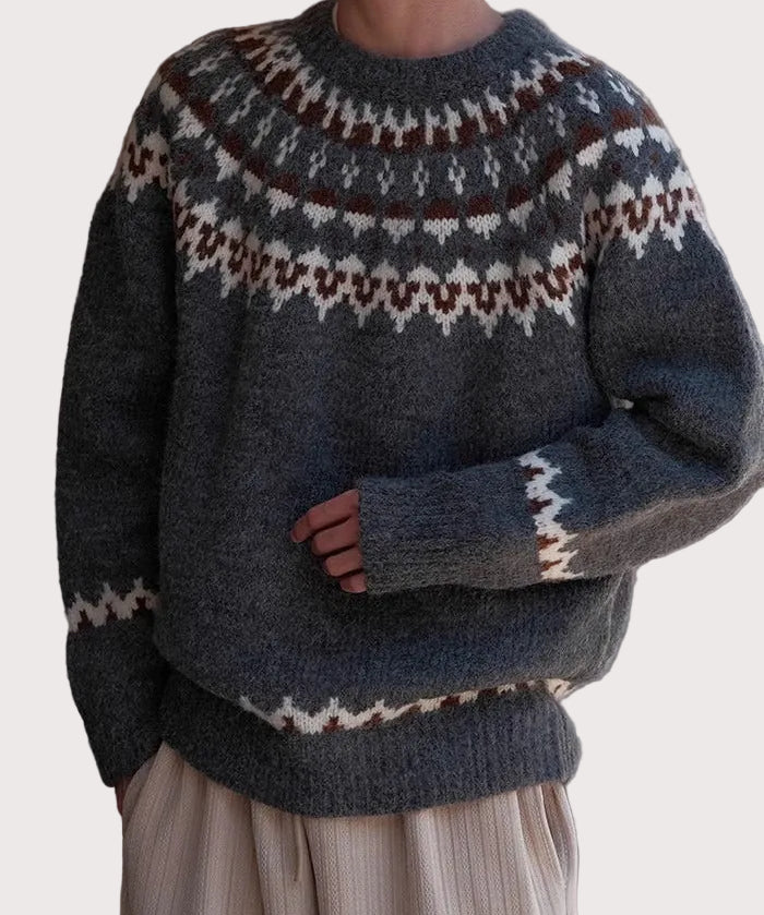 Tomáš – Vintage Okrągły Sweter dla Mężczyzn