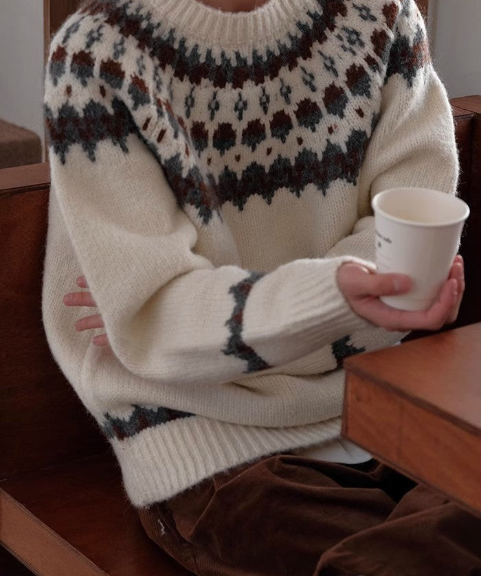 Tomáš – Vintage Okrągły Sweter dla Mężczyzn