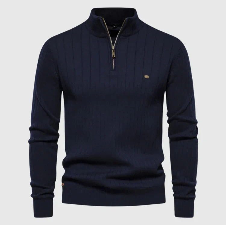 Martin – Elegancki Sweter z Zamkiem przy Szyi
