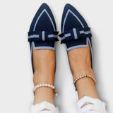 Płaskie damskie buty z węzłowym designem
