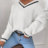 Marina | Pasiasty sweter dzianinowy z wzorem waffle