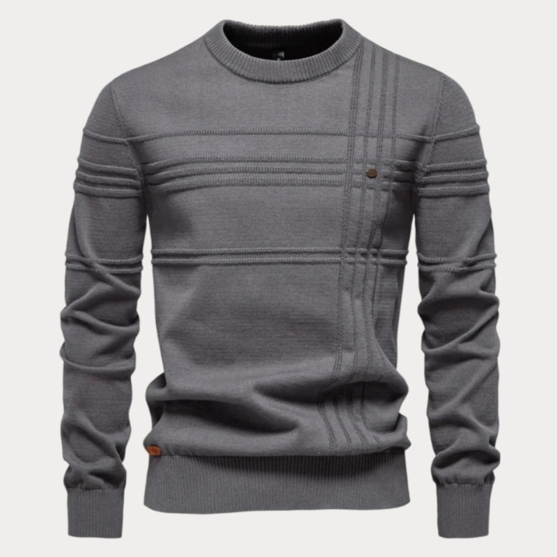 Tomáš – Sweter Pleciony z Okrągłym Dekoltem dla Mężczyzn