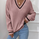 Marina | Pasiasty sweter dzianinowy z wzorem waffle