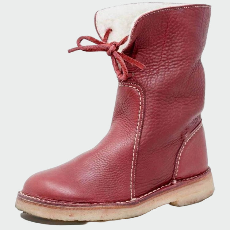 Wodoodporne skórzane buty z wełnianą podszewką