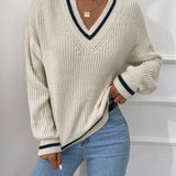 Marina | Pasiasty sweter dzianinowy z wzorem waffle