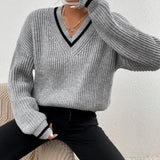 Marina | Pasiasty sweter dzianinowy z wzorem waffle