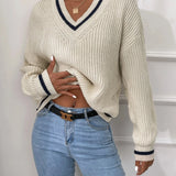 Marina | Pasiasty sweter dzianinowy z wzorem waffle