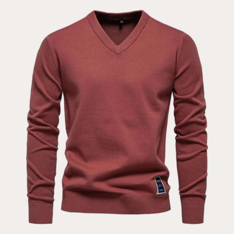 Lukáš – Męski Sweter z Dekoltem w Serek