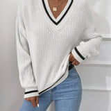 Marina | Pasiasty sweter dzianinowy z wzorem waffle