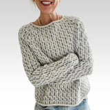 Victoria | Elegancki szary sweter z dekoltem w kształcie "U"